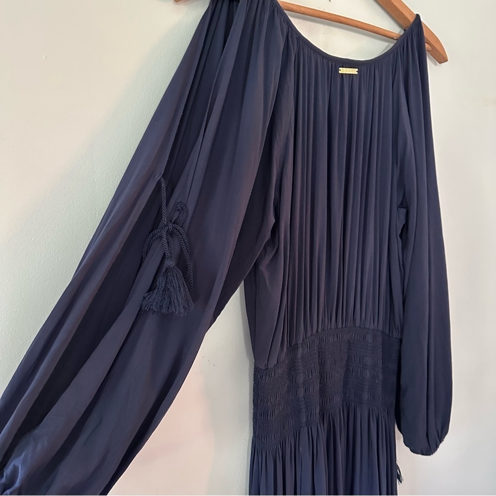 MICHAEL Michael Kors Navy Boho Midi Dress Cover Up - Twisted Rope Tassels Size S - Picture 13 of 14